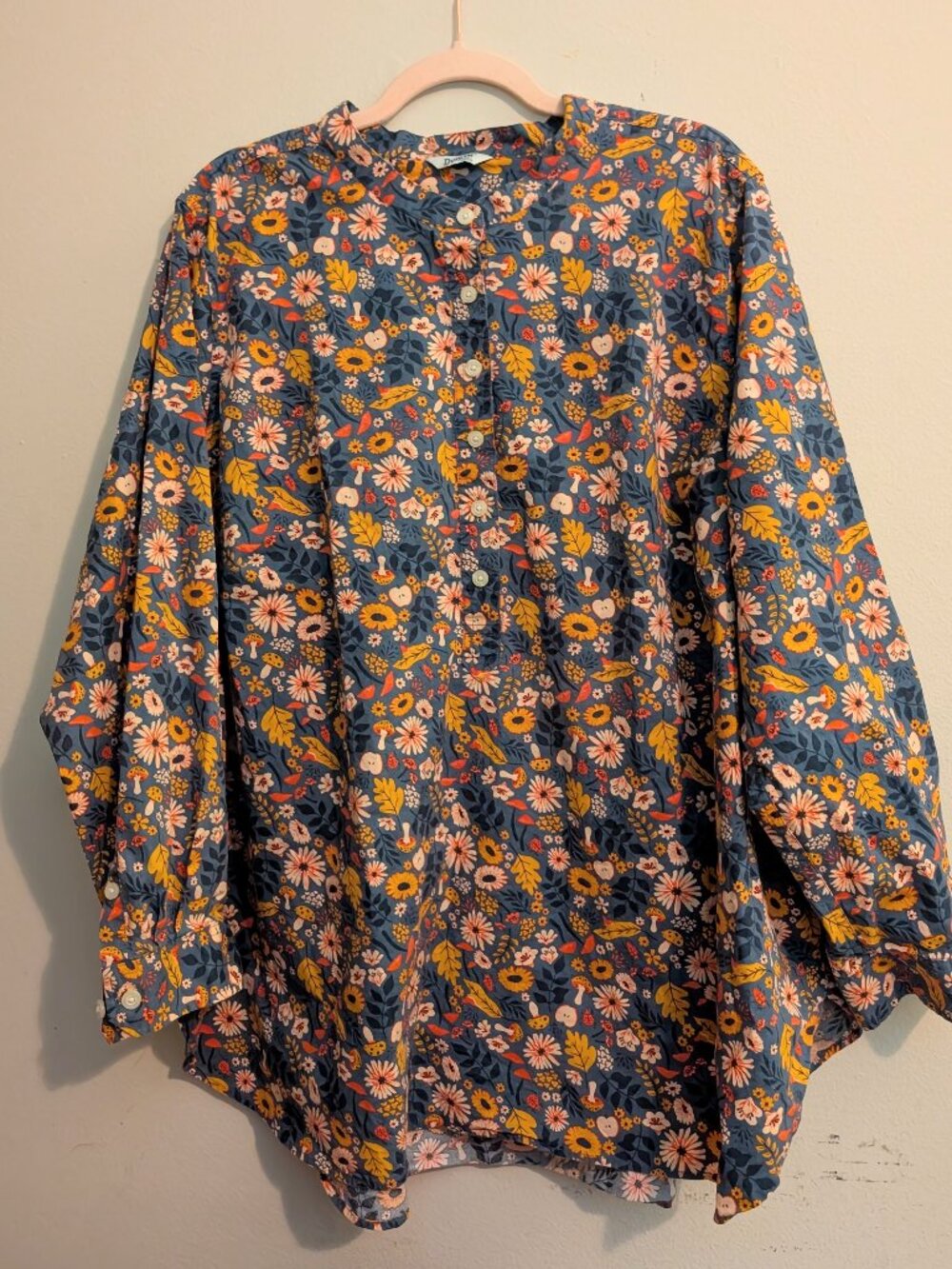 Duluth Mushroom Nature Print Navy Tunic with Pockets 3XL 30 inches PTP